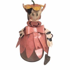 Vintage Whimsical Tin Art - Folk Art - Metal Cow  - Gardening Cow